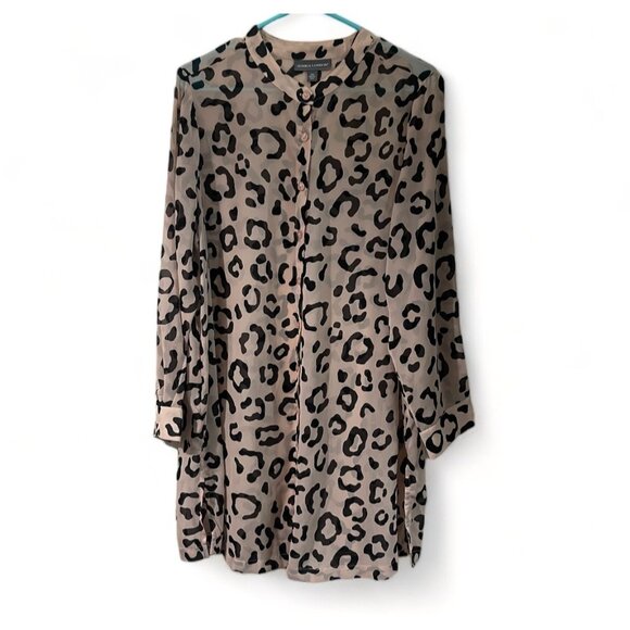 Jessica London Womens Leopard Print Button-Down Tunic Blouse Size 18W - Picture 1 of 15